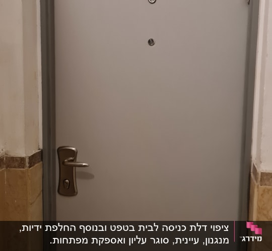 דלת מתכת עם ידית ומספר 6